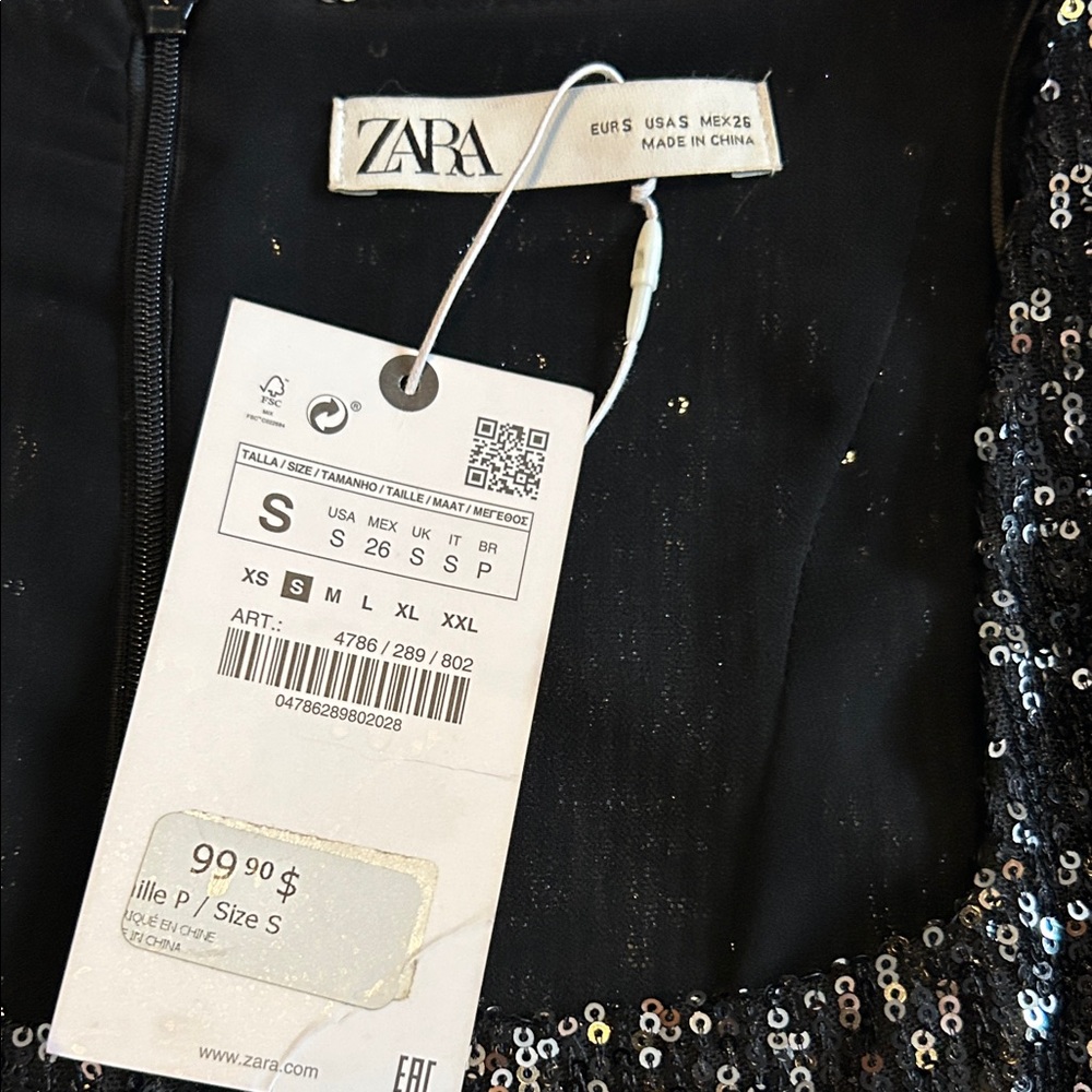 ✨ Zara Black Sequin Mini Dress – Size Small – NWT - Picture 6 of 8